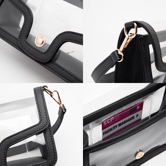 NEW Stadium Clear Transparent Vegan Leather Bag Handbag in 7 Color Options - Picture 4 of 10